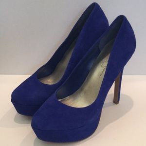 Jessica Simpson royal blue suede heels